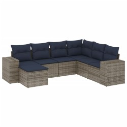Ensemble de canapé de jardin 7 pcs avec coussins gris résine tressée 626450626450