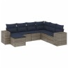 Ensemble de canapé de jardin 7 pcs avec coussins gris résine tressée 626450626450