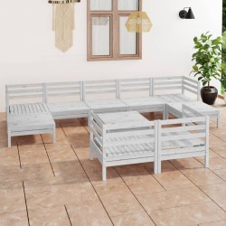 Salon de jardin 10 pcs Blanc Bois de pin massif 626453626453