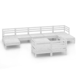 Salon de jardin 10 pcs Blanc Bois de pin massif 626453626453