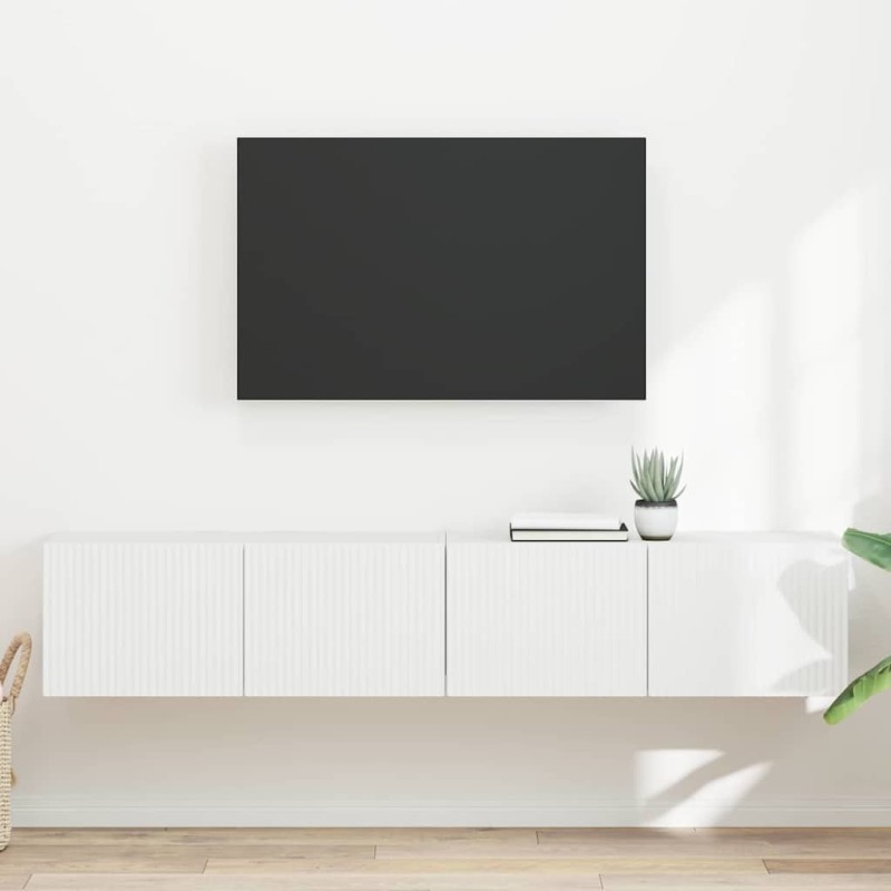 Meuble TV mural Montage mural 2 pcs Blanc 78,5 x 31 x 29,5 cm 626456626456