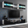 Ensemble mural pour TV 5 pcs avec lumières LED Noir brillant 626458626458