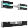 Ensemble mural pour TV 5 pcs avec lumières LED Noir brillant 626458626458