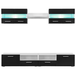 Ensemble mural pour TV 5 pcs avec lumières LED Noir brillant 626458626458
