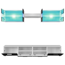 Ensemble mural pour TV 5 pcs avec lumières LED Noir brillant 626458626458