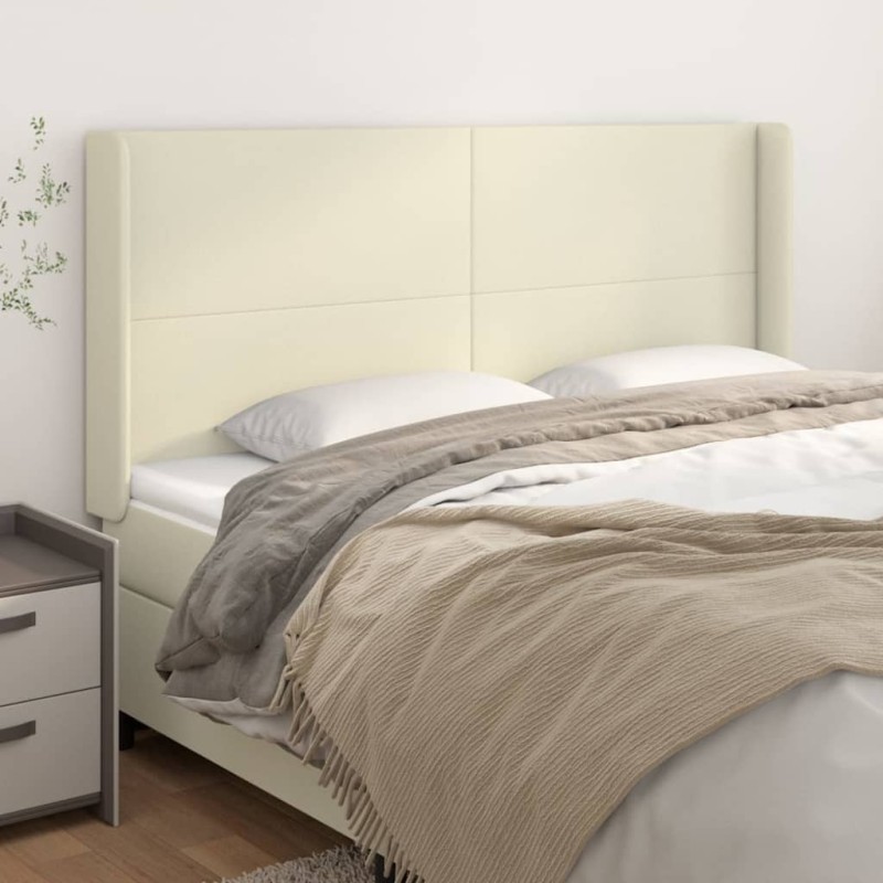 Tête de lit avec oreilles Crème 163x16x118/128 cm Similicuir 626463626463