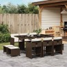 Ensemble à manger de jardin et coussins 11 pcs marron rotin 626467626467
