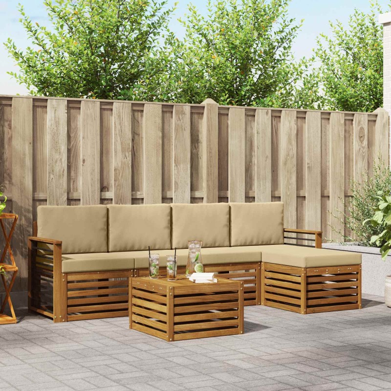 Ensemble de canapés d'extérieur 6 pcs Naturel et Beige 626470626470