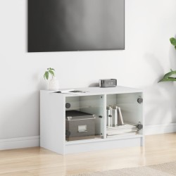 Meuble TV avec portes en verre blanc 68x37x42 cm 626482626482