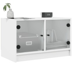 Meuble TV avec portes en verre blanc 68x37x42 cm 626482626482