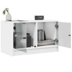 Meuble TV avec portes en verre blanc 68x37x42 cm 626482626482