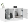 Meuble TV avec portes en verre blanc 68x37x42 cm 626482626482