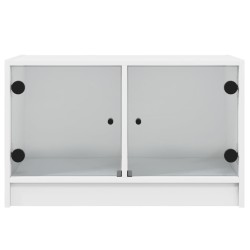 Meuble TV avec portes en verre blanc 68x37x42 cm 626482626482