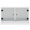 Meuble TV avec portes en verre blanc 68x37x42 cm 626482626482