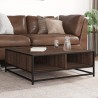 Table basse chêne marron 80x80x30 cm bois d'ingénierie et métal 626485626485