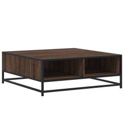 Table basse chêne marron 80x80x30 cm bois d'ingénierie et métal 626485626485