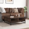 Table basse chêne marron 80x80x30 cm bois d'ingénierie et métal 626485626485