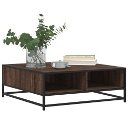 Table basse chêne marron 80x80x30 cm bois d'ingénierie et métal 626485626485
