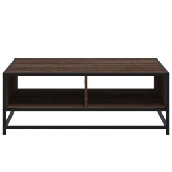 Table basse chêne marron 80x80x30 cm bois d'ingénierie et métal 626485626485