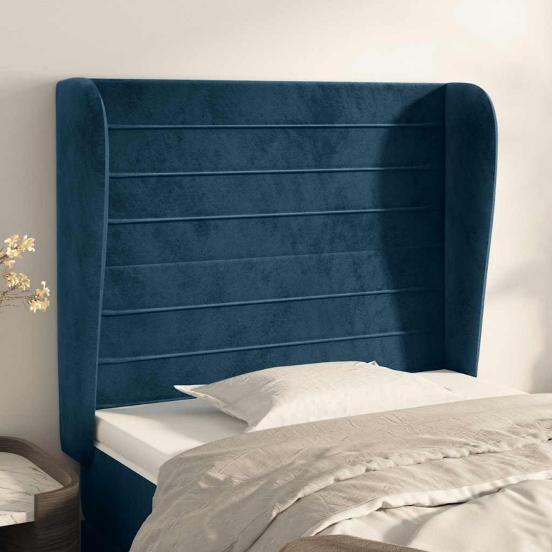 Tête de lit avec oreilles Bleu foncé 83x23x118/128 cm Velours 626486626486