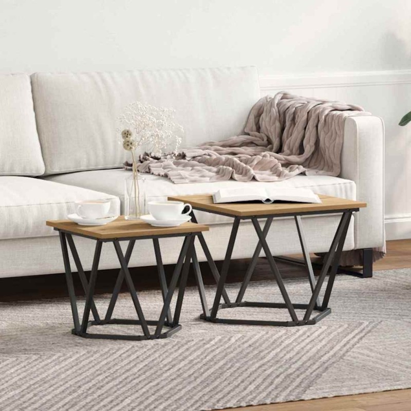 Ensemble de tables d'appoint 2 pcs Chêne artisanal 626491626491