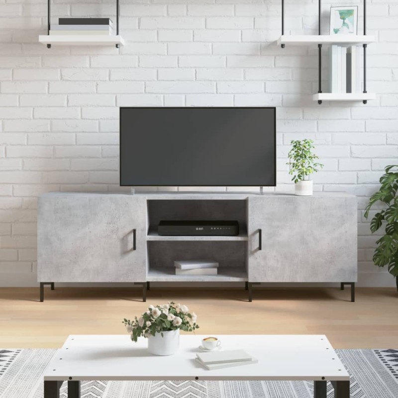 Meuble TV gris béton 150x30x50 cm bois d'ingénierie 626499626499
