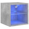 Meuble TV mural avec lumières LED gris béton 30x28,5x30 cm 626501626501