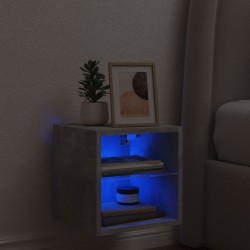 Meuble TV mural avec lumières LED gris béton 30x28,5x30 cm 626501626501