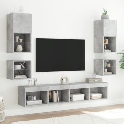 Meuble TV mural avec lumières LED gris béton 30x28,5x30 cm 626501626501