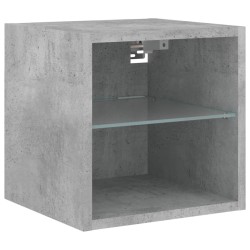 Meuble TV mural avec lumières LED gris béton 30x28,5x30 cm 626501626501