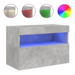 Meuble TV mural avec lumières LED gris béton 60x30x40 cm 626507626507