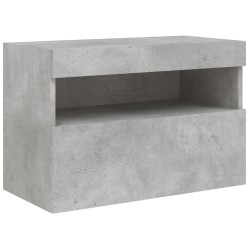 Meuble TV mural avec lumières LED gris béton 60x30x40 cm 626507626507