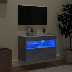 Meuble TV mural avec lumières LED gris béton 60x30x40 cm 626507626507