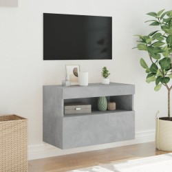 Meuble TV mural avec lumières LED gris béton 60x30x40 cm 626507626507