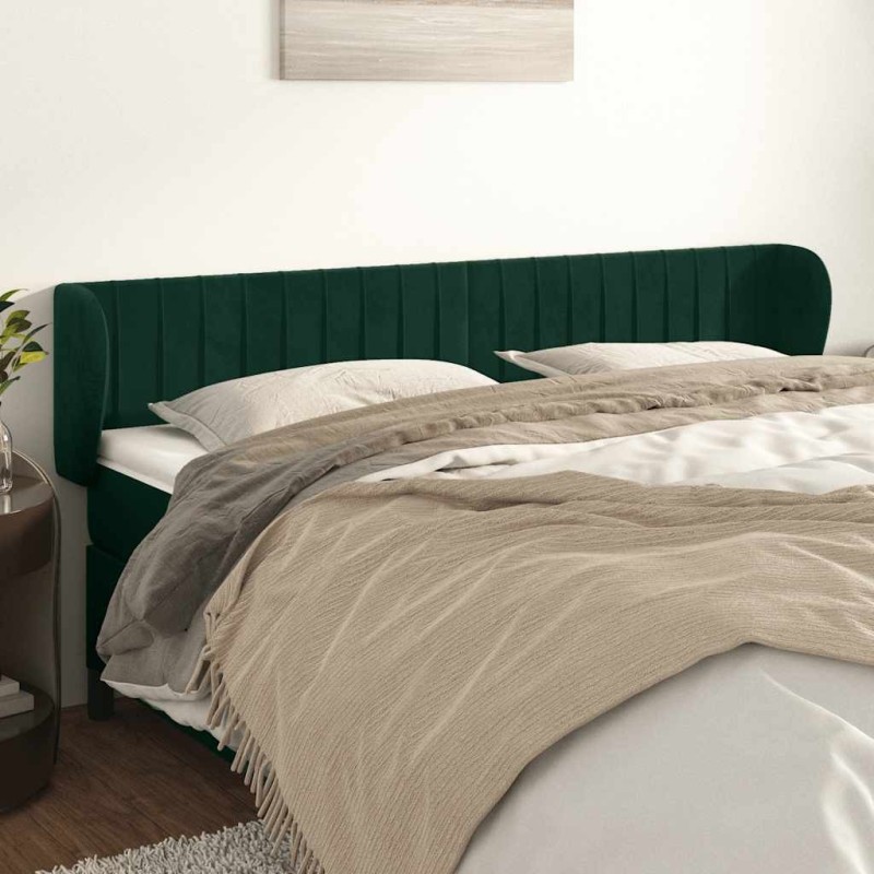 Tête de lit avec oreilles Vert foncé 183x23x78/88 cm Velours 626513626513