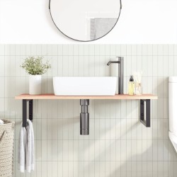 Étagère de vasque murale acier et bois de chêne massif 626517626517