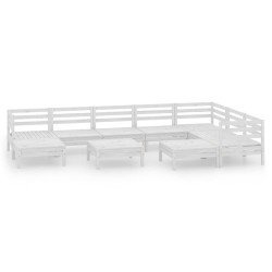 Salon de jardin 10 pcs Bois de pin massif Blanc 626526626526