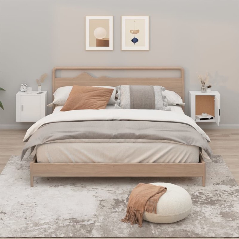 Tables de chevet murales 2 pcs Blanc 50x30x47 cm 626540626540