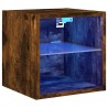 Meuble TV mural avec lumières LED chêne fumé 30x28,5x30 cm 626546626546