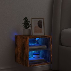 Meuble TV mural avec lumières LED chêne fumé 30x28,5x30 cm 626546626546