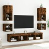 Meuble TV mural avec lumières LED chêne fumé 30x28,5x30 cm 626546626546