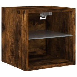 Meuble TV mural avec lumières LED chêne fumé 30x28,5x30 cm 626546626546
