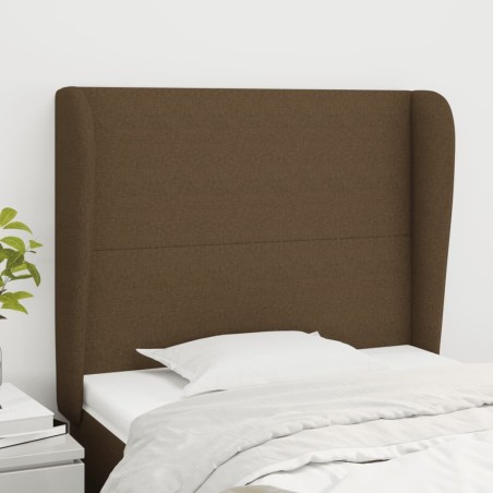 Tête de lit avec oreilles Marron foncé 103x23x118/128 cm Tissu 626547626547