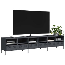 Meuble TV anthracite 202x39x43,5 cm acier laminé à froid 626549626549