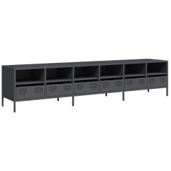 Meuble TV anthracite 202x39x43,5 cm acier laminé à froid 626549626549