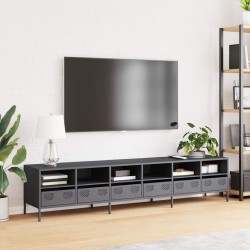 Meuble TV anthracite 202x39x43,5 cm acier laminé à froid 626549626549