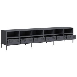 Meuble TV anthracite 202x39x43,5 cm acier laminé à froid 626549626549