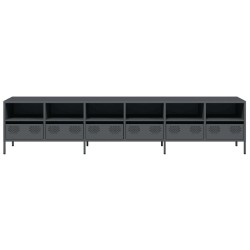 Meuble TV anthracite 202x39x43,5 cm acier laminé à froid 626549626549