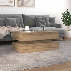 Table basse avec lumières LED chêne artisanal 90x50x40 cm 626555626555