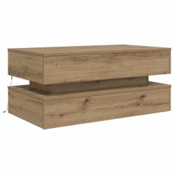 Table basse avec lumières LED chêne artisanal 90x50x40 cm 626555626555